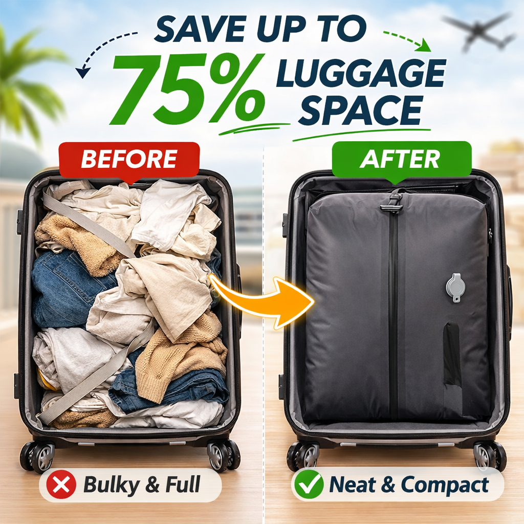 VACUBE™ Travel Compression Bag – Reusable Space Saving Packing Cube