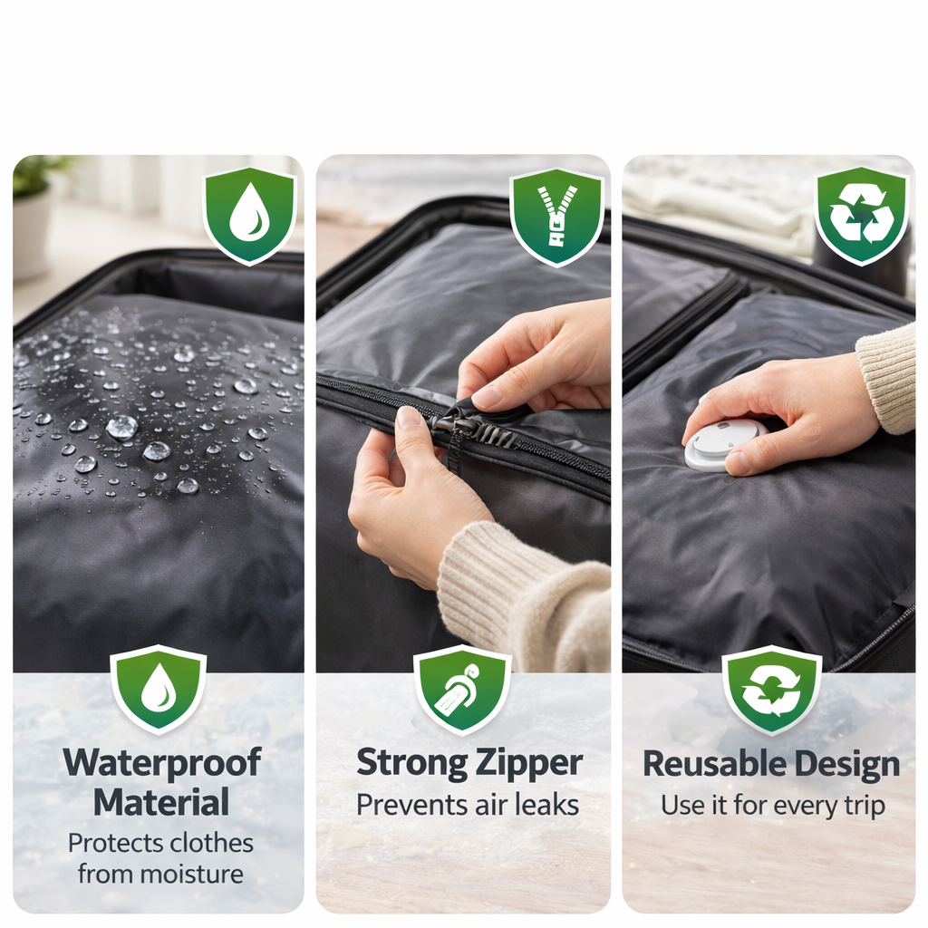 VACUBE™ Travel Compression Bag – Reusable Space Saving Packing Cube