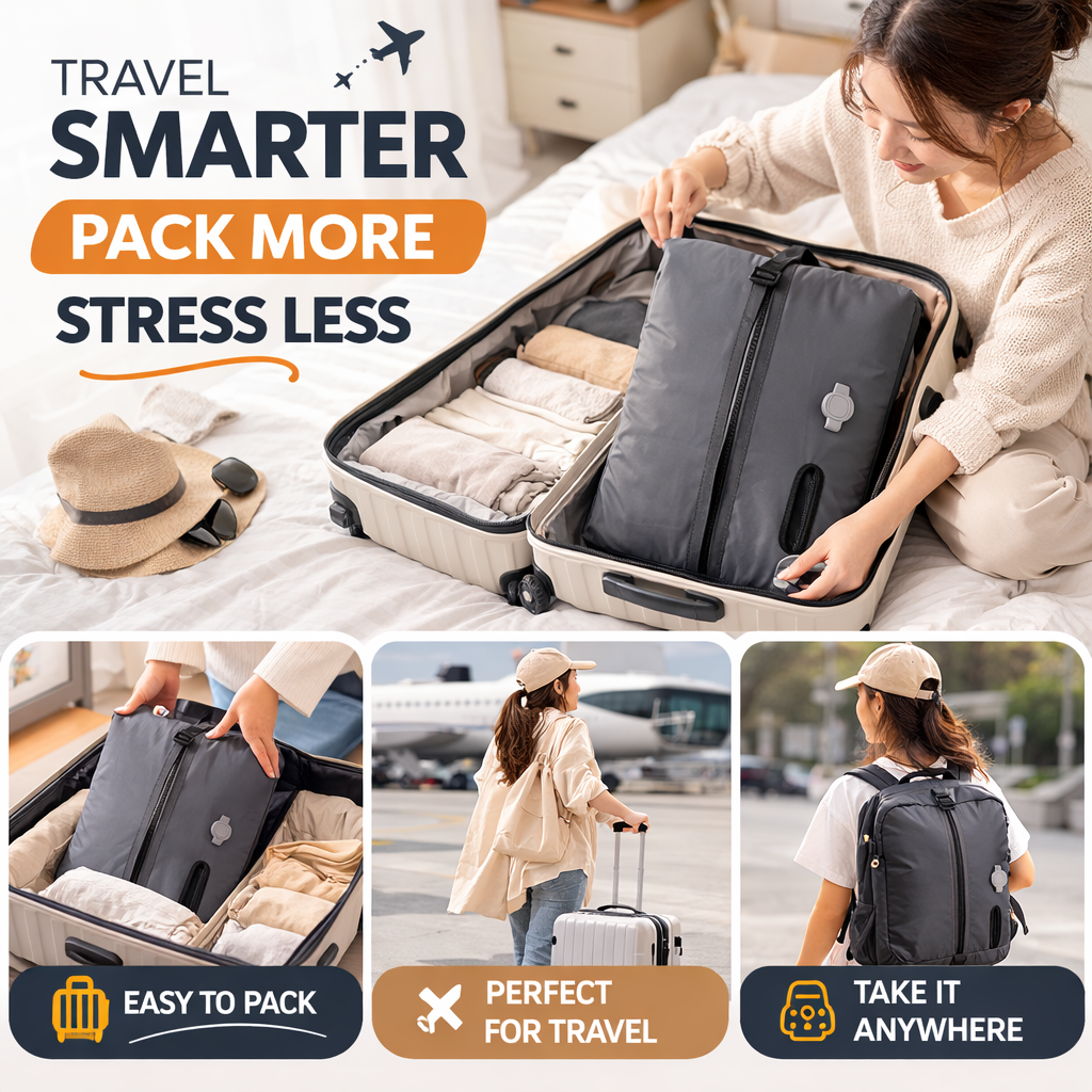 VACUBE™ Travel Compression Bag – Reusable Space Saving Packing Cube