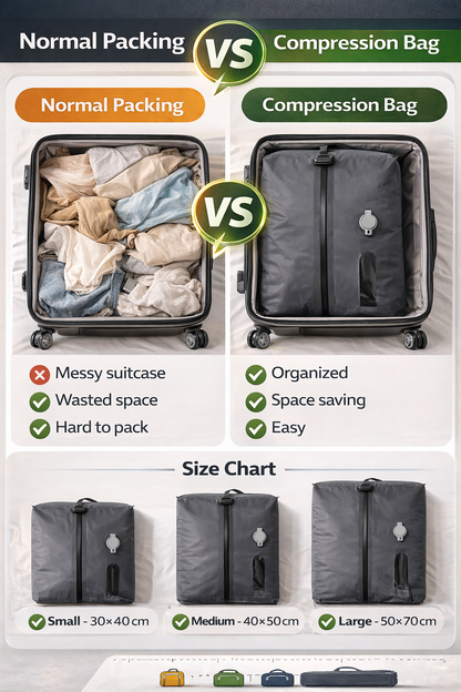 VACUBE™ Travel Compression Bag – Reusable Space Saving Packing Cube
